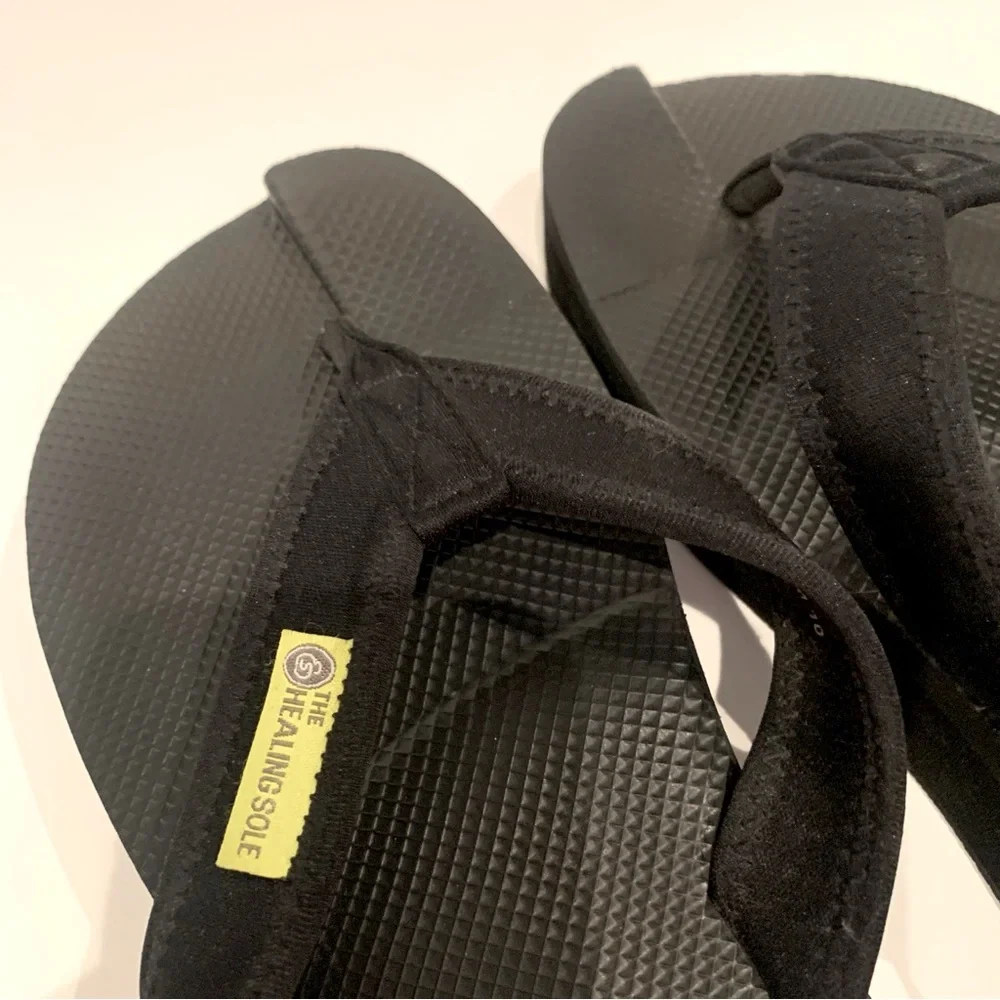 THE HEALING SOLE Plantar Fasciitis Flip Flop Sandals Black Size 11.5 W/10M
